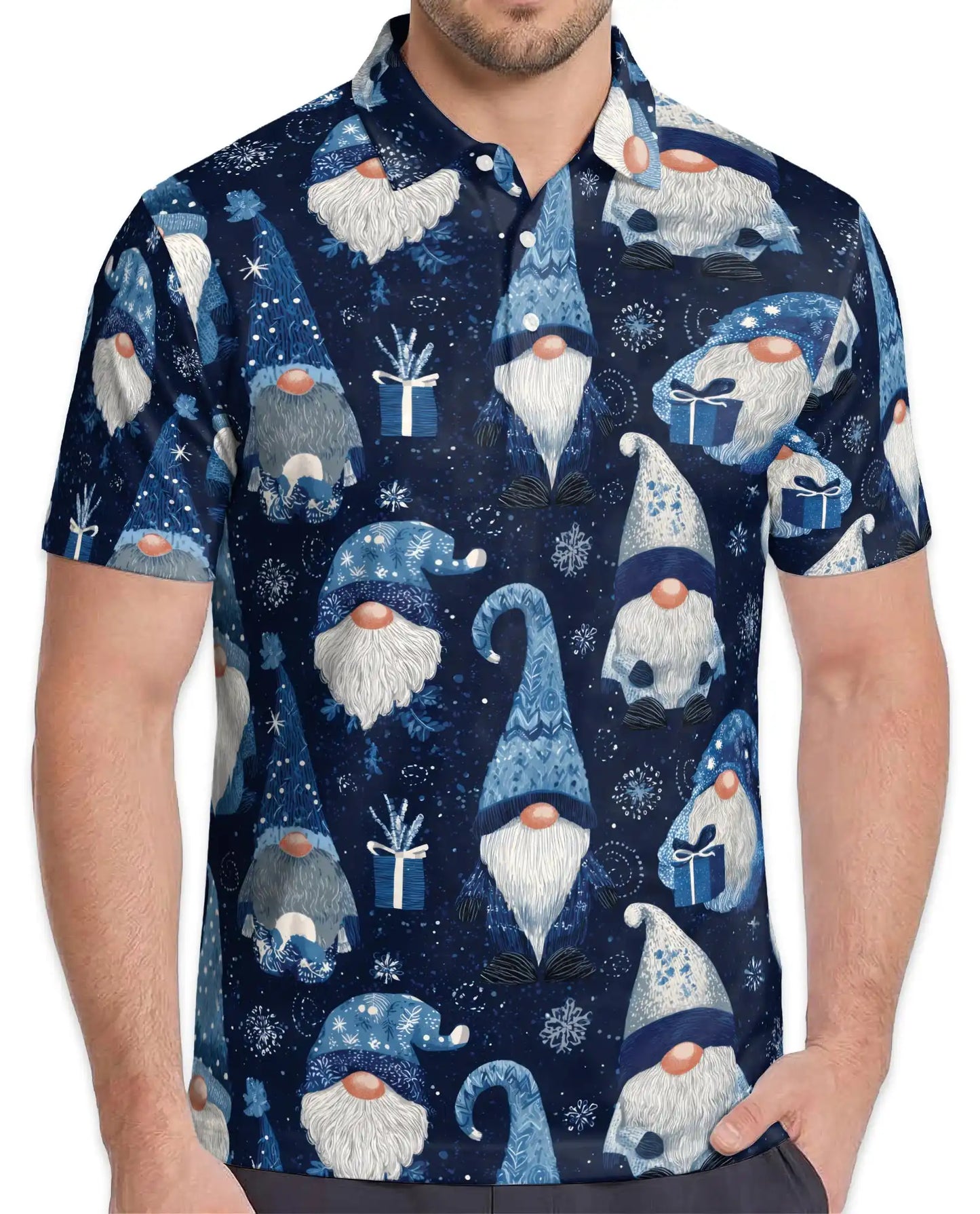 Christmas Gnome Polo Shirt - Cozy Nordic Holiday Style | Netecom