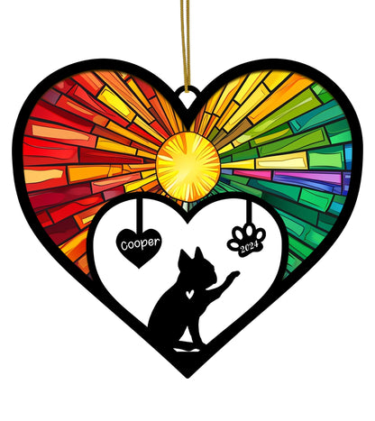 Netecom Boston Terrier Memorial Suncatcher, Personalized Bostie Dog Memorial Ornament with Name Date, Bereavement Gift Loss of Dog, Pet Loss Sympathy Gift, Dog Passing Away Gift