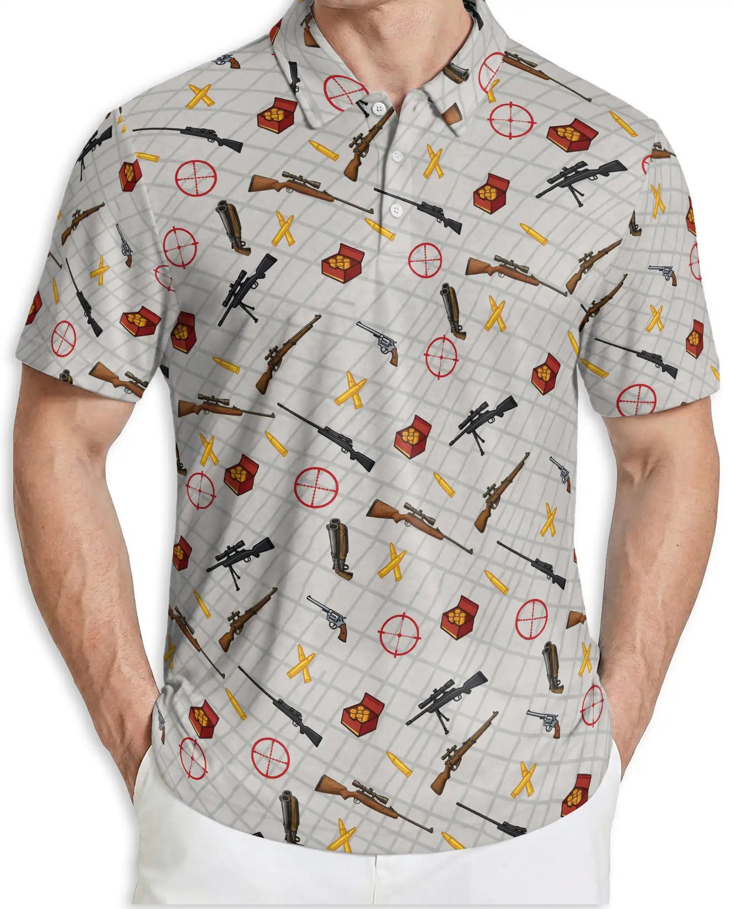 Hunting Shooting Sports Polo Shirt- Ammo Target Print | Netecom