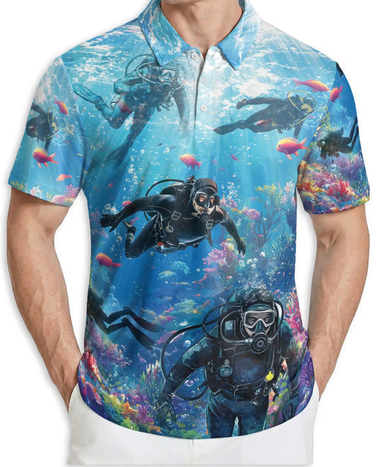 Scuba Diving Polo Shirt – Ocean Reef Print | Netecom