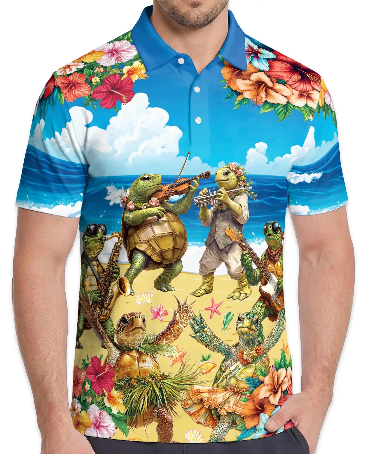 Turtle Beach Band Polo Shirt – Tropical Music Style | Netecom