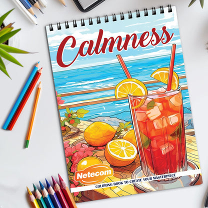 Calmness Spiral Bound Coloring Book, Soothing Art for Finding Inner Peace, Perfect for Adults Seeking Stress Relief and Mindful Relaxation