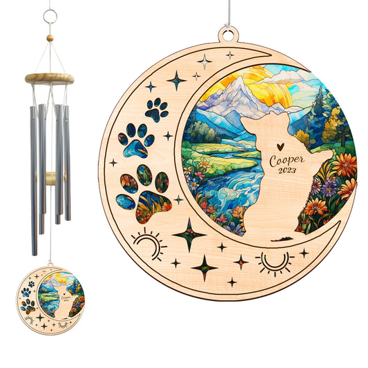 Netecom Corgi Dog Wind Chimes Memorial, Personalized Pet Memorial Windchime for Dog Suncatcher, Dog Loss Memorial Ornament, Loss of Pet Remembrance Gift, Sympathy Pet Wind Chimes Outdoor Garden
