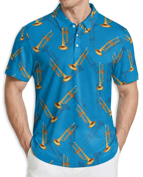Trumpet Music Hawaiian 3D Polo Shirt for Men | Netecom