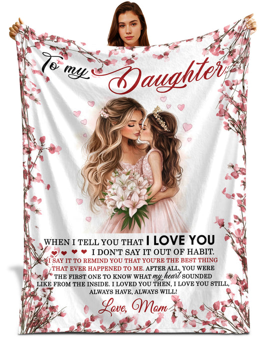 Netecom Personalized To My Daughter Blanket from Dad and Mom, Floral Love Letter Throw Blanket for Couch, Bed or Sofa, Ultra Soft Warm, Birthday Gift for Daughter, Present for Christmas, Graduation