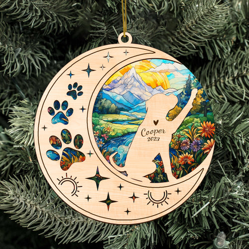 Netecom Boxer Dog Memorial Suncatcher, Personalized German Boxer Christmas Ornament with Name Date, Bereavement Gifts for Loss of Pet, Dog Death Sympathy Gift Pet Loss Sun Catchers, Dog Grief Gift