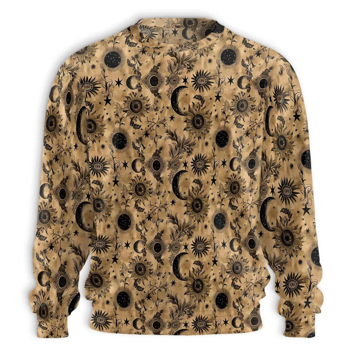 Vintage Celestial Sun Moon Stars Pattern Sweatshirt, 3D All Over Print Cosmic Astrology Crewneck Pullover for Men Women, Celestial Lover Gift - Netecom