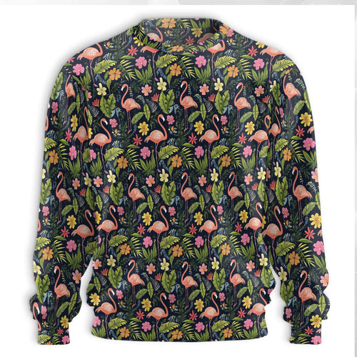 Flamingo Retreat Sweatshirt, 3D All Over Print Tropical Bird Crewneck Pullover for Men Women, Flamingo Lover Gift - Netecom