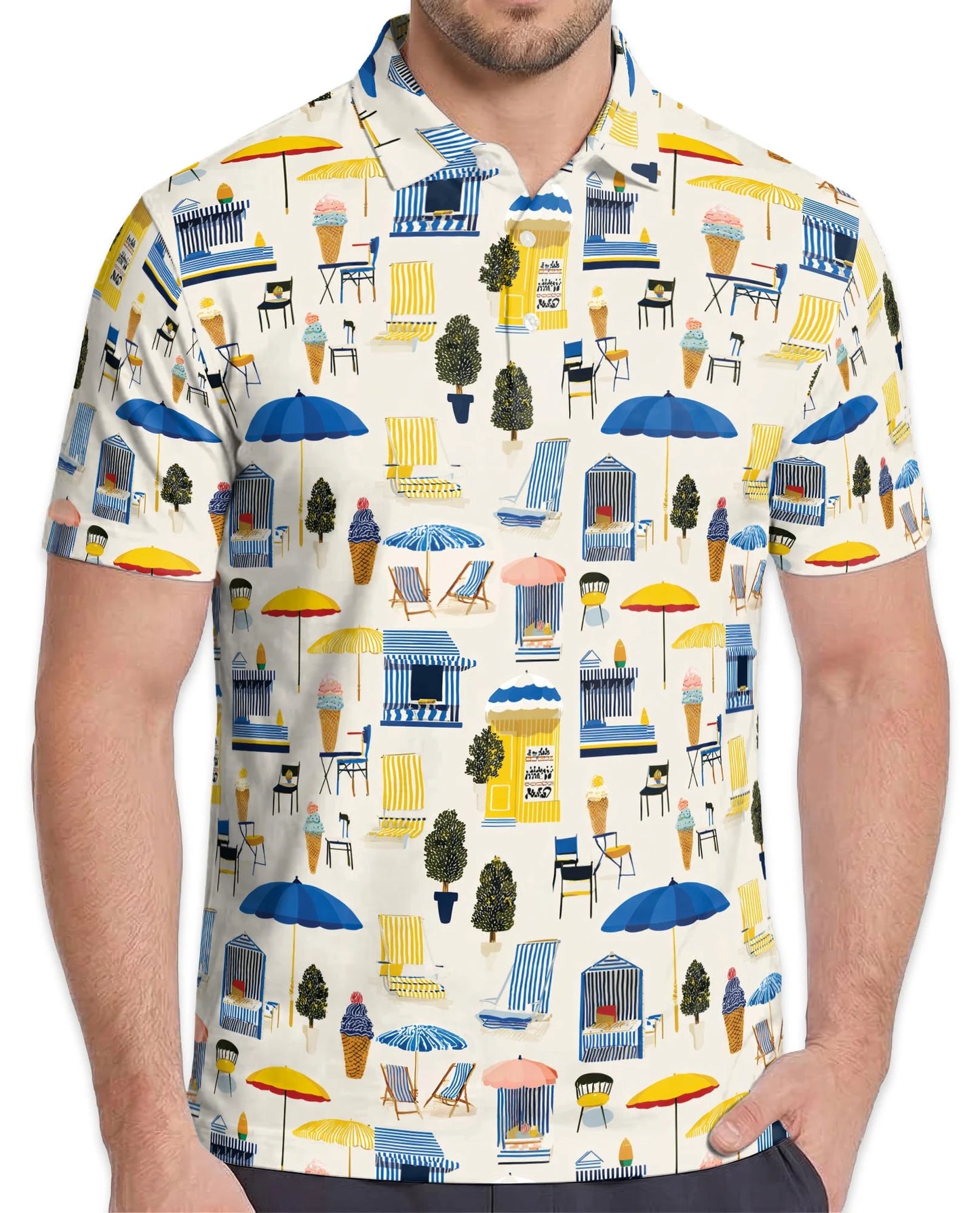 Beach Elements Polo Shirt for Men – Tropical Summer Coastal Style | Netecom