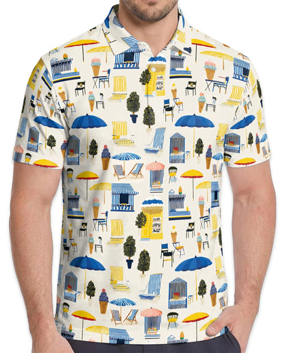 Beach Elements Polo Shirt for Men – Tropical Summer Coastal Style | Netecom