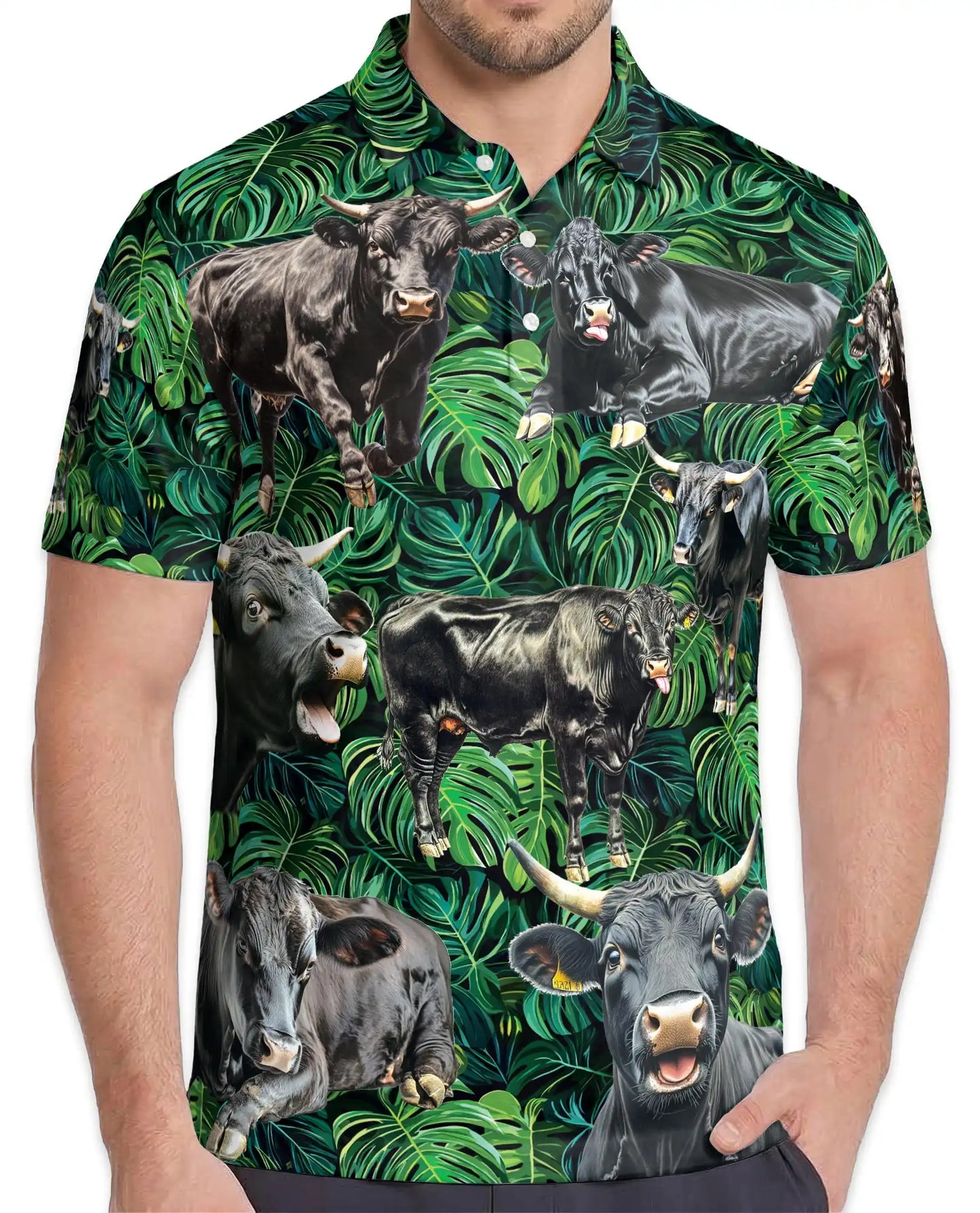 Black Bull Polo Shirt – Tropical Animal Print | Netecom