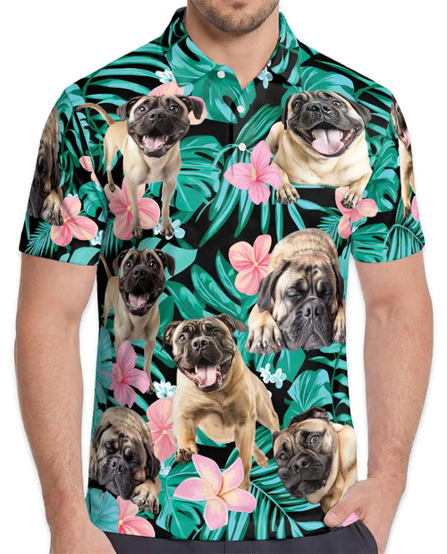 Pug Tropical Polo Shirt - Hawaiian Dog Lover Floral Design | Netecom