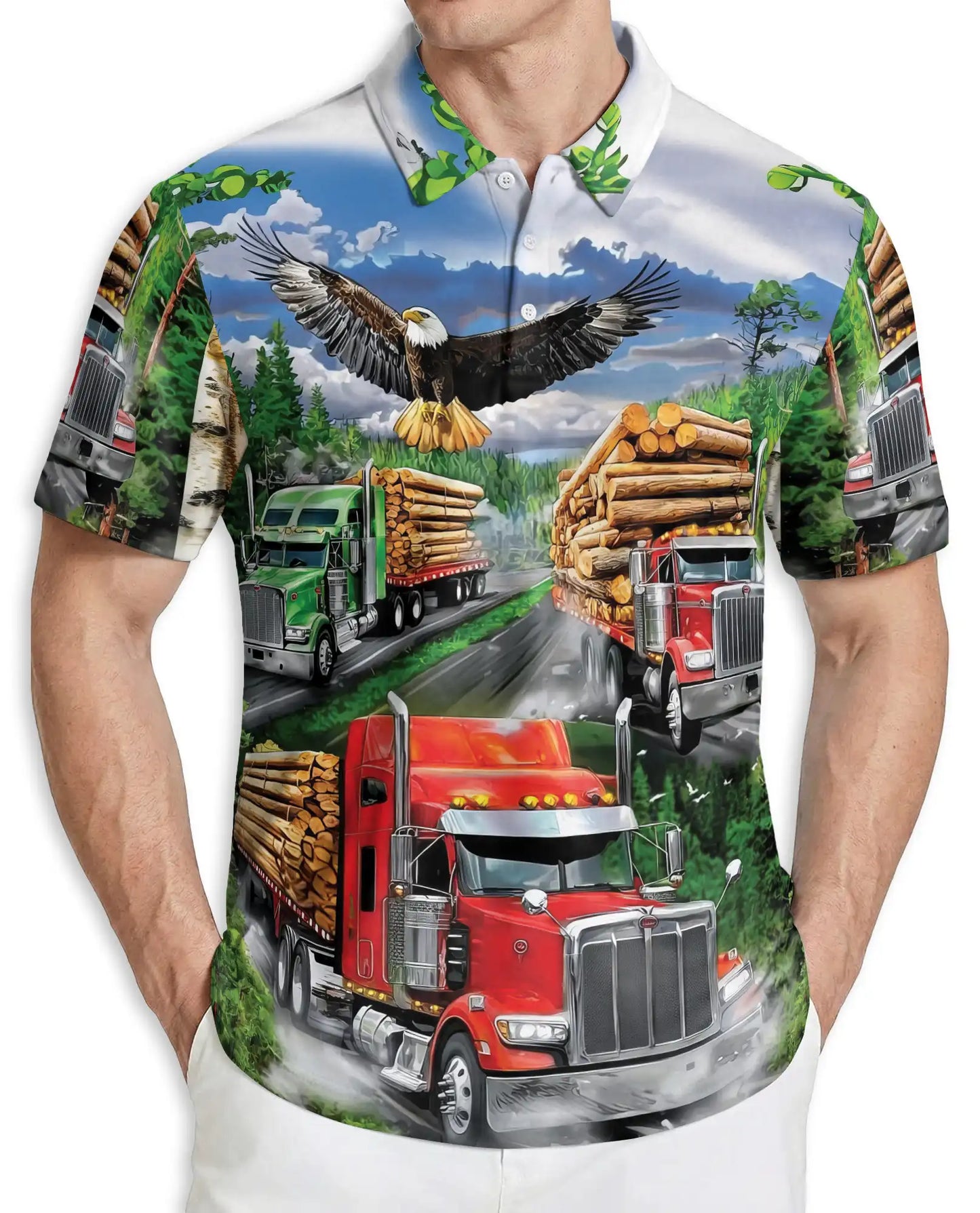 Logging Truck Eagle Polo Shirt – Outdoor Style | Netecom
