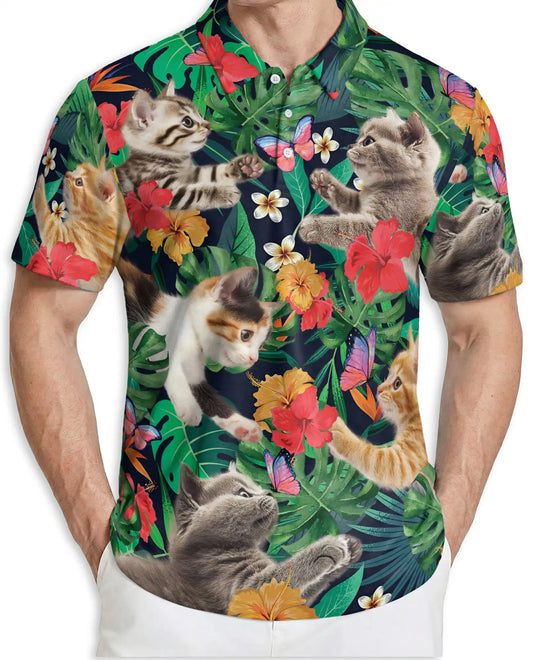 Kitten Hawaiian Polo Shirt for Men – Tropical Ocean Style | Netecom
