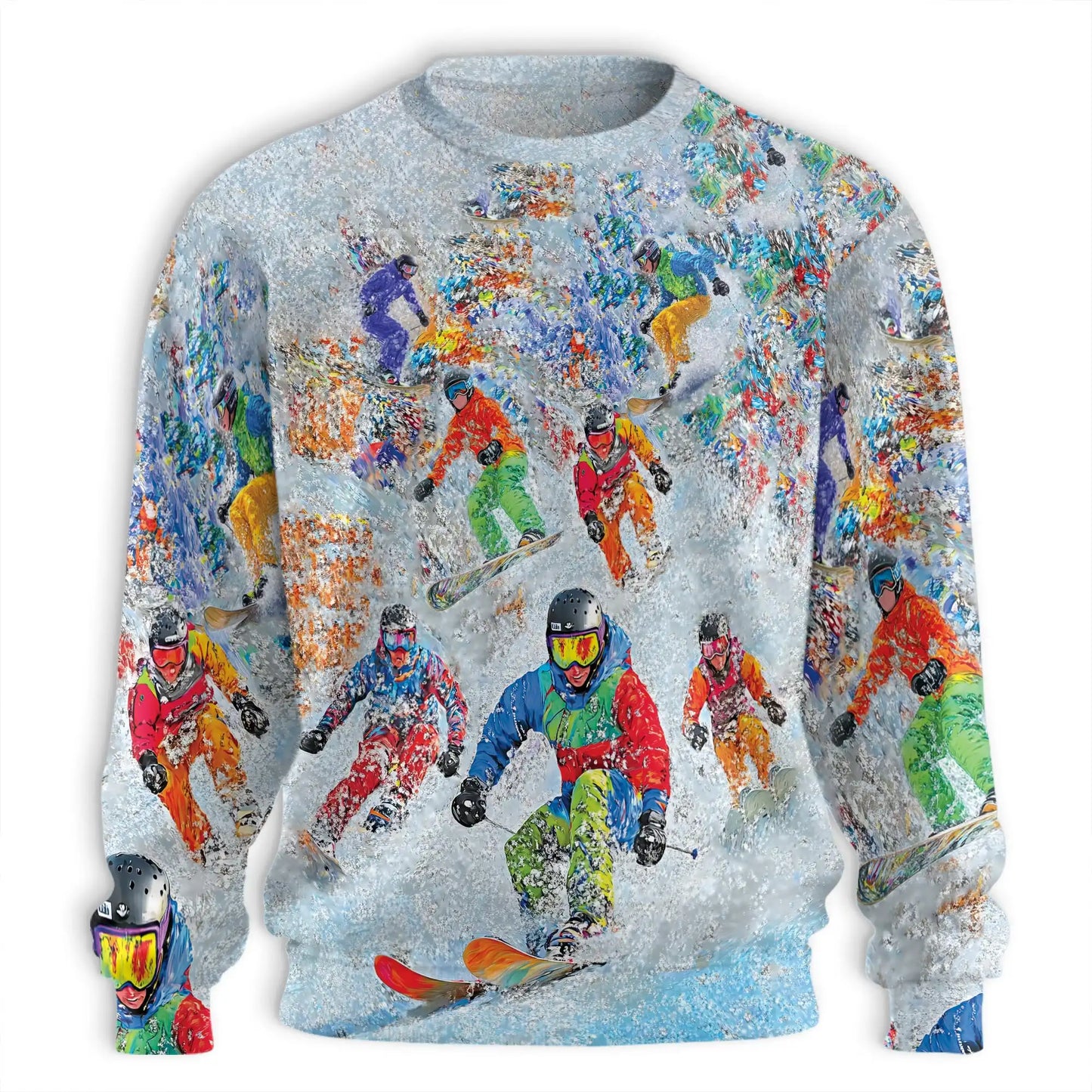 Snowboarding Sweatshirt, 3D All Over Print Winter Mountain Sports Crewneck Pullover for Men Women, Snowboarder Gift - Netecom