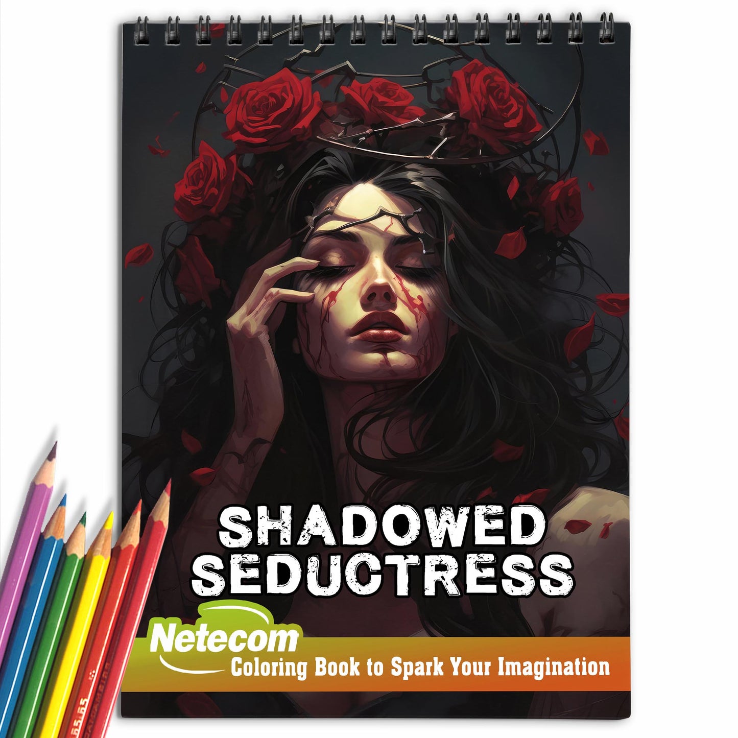 Shadowed Seductress Spiral Bound Coloring Book, Embark on a Shadowed Seductress Adventure with 30 Coloring Pages for Gothic Art Enthusiasts to Unleash Their Creative Expression