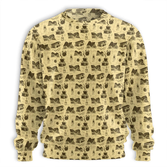 Book Pattern Sweatshirt, 3D All Over Print Books and Literature Crewneck Pullover for Men Women, Book Lover Gift - Netecom