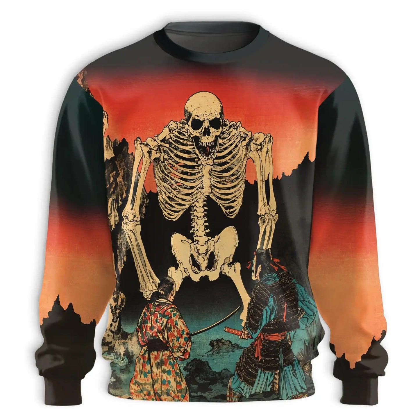 Utagawa Kuniyoshi Skeleton Spectre Sweatshirt, 3D All Over Print Japanese Ukiyo-e Art Crewneck Pullover for Men Women, Skeleton Art Lover Gift - Netecom