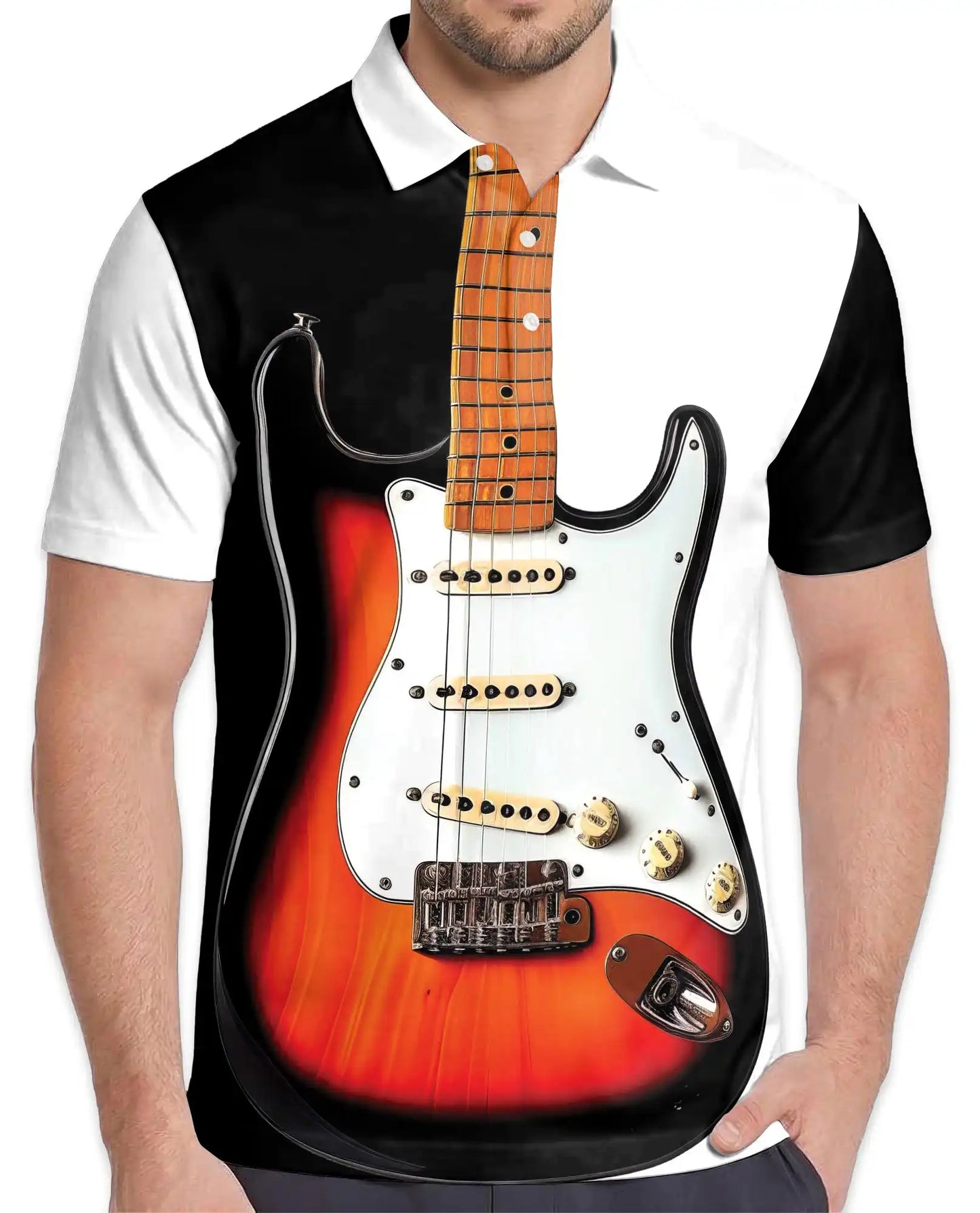 Electric Guitar Polo Shirt - Classic Rock Musician Style | Netecom