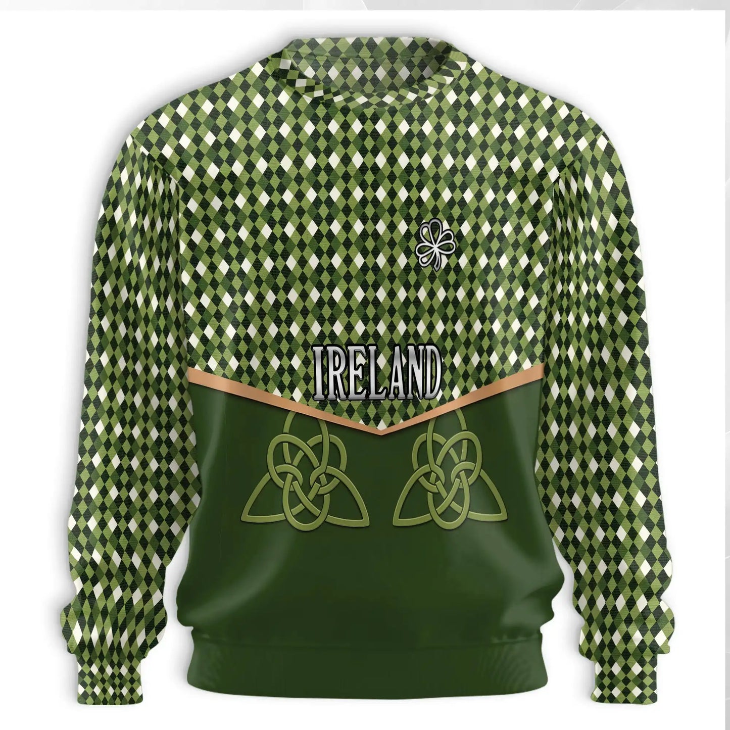 St Patrick’s Day Ireland Sweatshirt, 3D All Over Print Irish Shamrock Crewneck Pullover for Men Women, Irish Pride Gift - Netecom