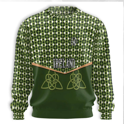 St Patrick’s Day Ireland Sweatshirt, 3D All Over Print Irish Shamrock Crewneck Pullover for Men Women, Irish Pride Gift - Netecom