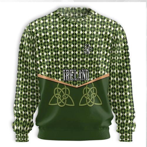 St Patrick’s Day Ireland Sweatshirt, 3D All Over Print Irish Shamrock Crewneck Pullover for Men Women, Irish Pride Gift - Netecom