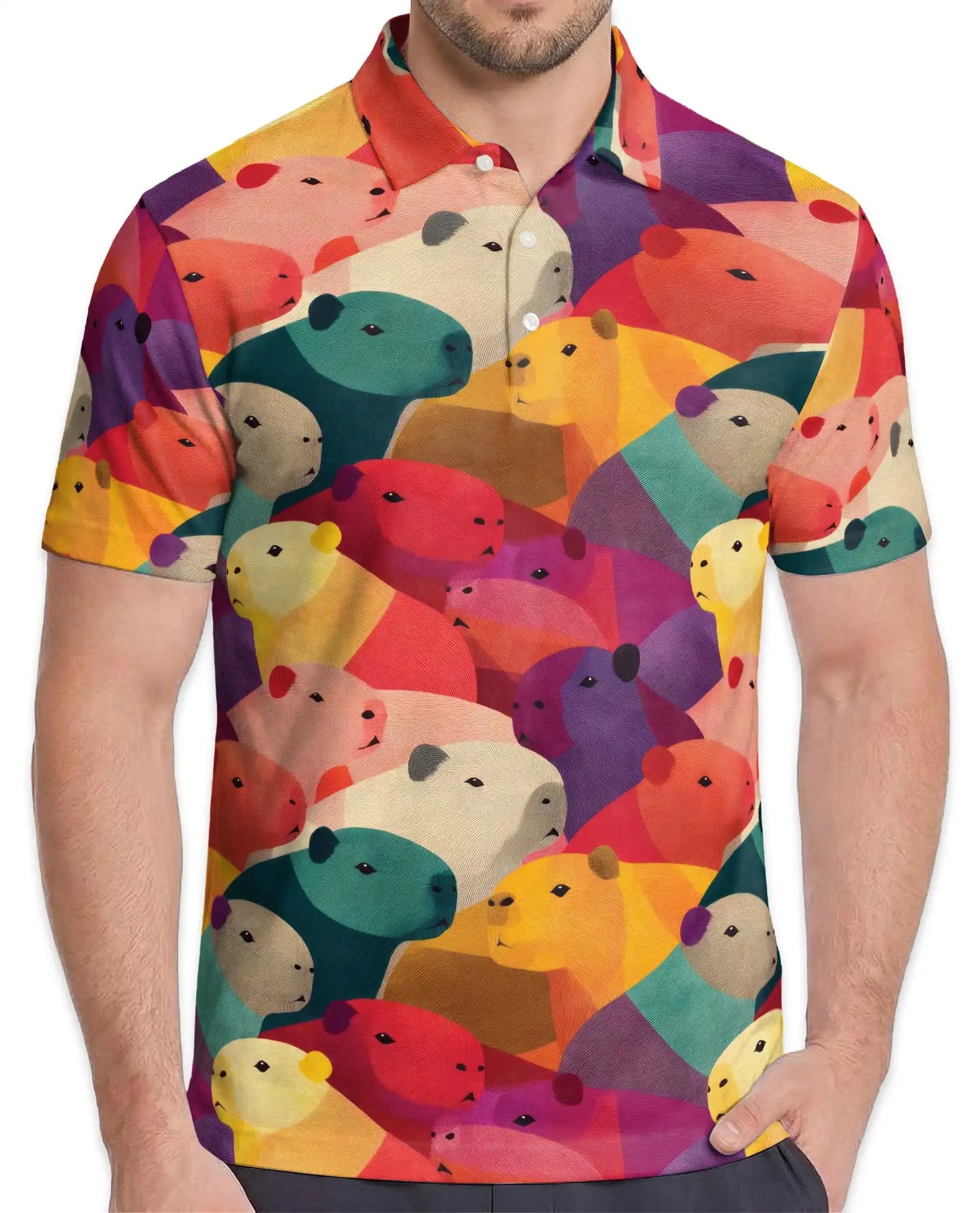 Capybara Polo Shirt for Men – Colorful Animal Style | Netecom