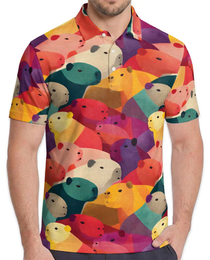 Capybara Polo Shirt for Men – Colorful Animal Style | Netecom