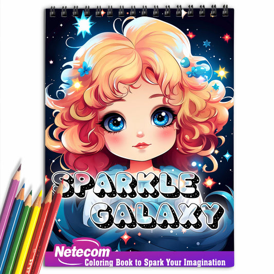 Sparkle Galaxy Spiral Bound Coloring Book, Dive into the Cosmos with the 30 Mesmerizing Pages of the Sparkle Galaxy Coloring Book