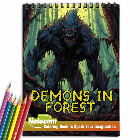 Demons In Forest Spiral Bound Coloring Book, Venture into the Forbidden with 30 Demons in the Forest Coloring Pages for a Dark and Intriguing Coloring Experience