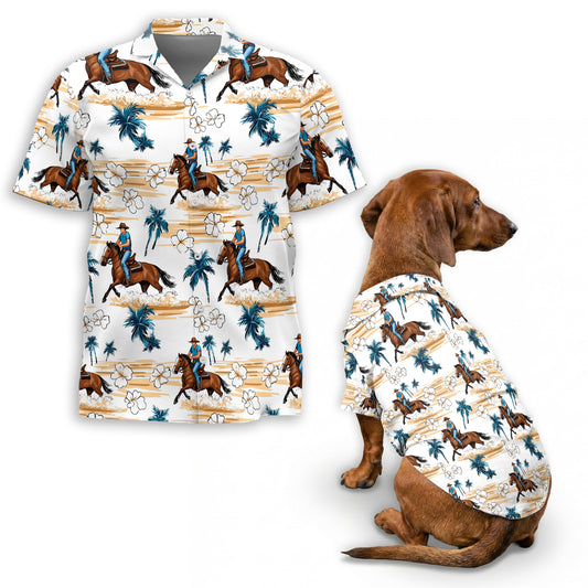 Netecom Softball Hibiscus Hawaiian Aloha Shirt for Dog and Owner, Matching Summer Button Down Pet and Human Outfit, Lightweight Beach Vacation Apparel