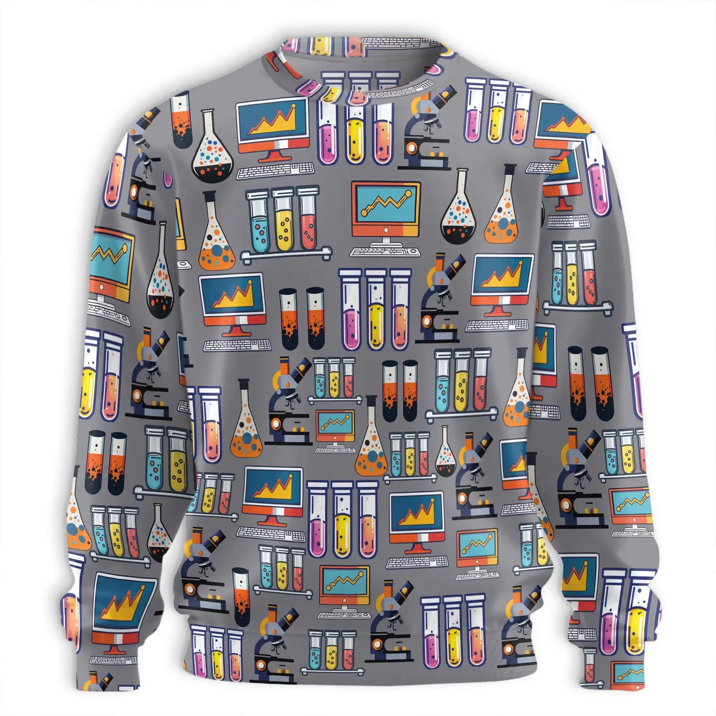 Science Laboratory Sweatshirt, 3D All Over Print Chemistry Lab Crewneck Pullover for Men Women, Scientist Gift - Netecom