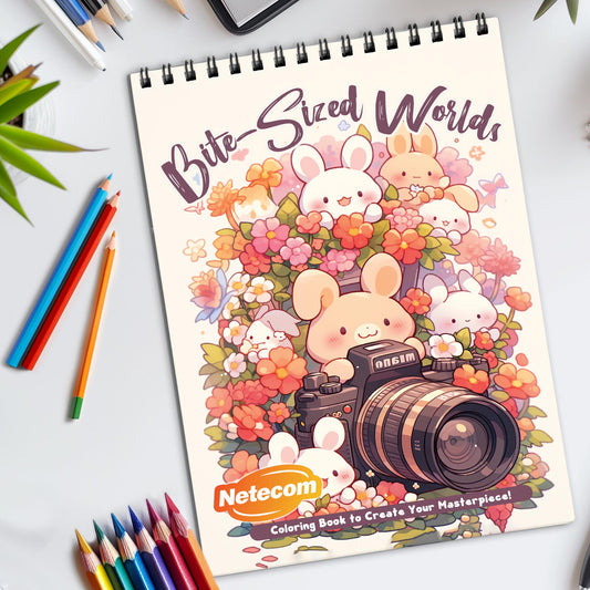 Bite-Sized Worlds Spiral Bound Coloring Book, Miniature Worlds for a Detailed and Delightful Art Adventure, Great for Fans of Tiny and Intricate Scenes