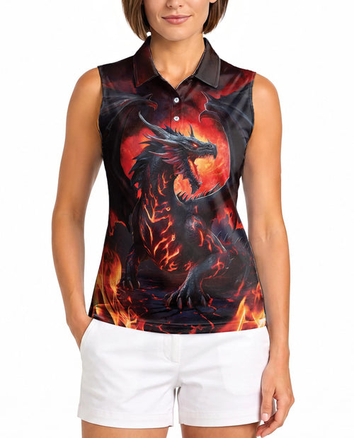 Mythical Dragon Sleeveless Polo Shirt for Women | Netecom