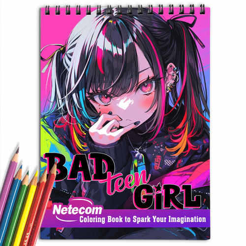 Bad Teen Girl Spiral Bound Coloring Book, 30 Alluring Bad Teen Girl Coloring Pages in Anime Style for Anime Art Lovers to Color and Celebrate the Unique Persona of Bad Teen Girls