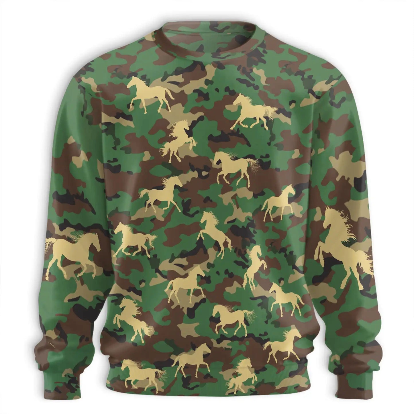 Horse Camo Sweatshirt, 3D All Over Print Camouflage Horse Crewneck Pullover for Men Women, Horse Lover Gift - Netecom