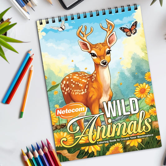 Wild Animals Spiral Bound Coloring Book, Majestic Wild Animals for a Safari Adventure, Ideal for Wildlife Enthusiasts and Nature Lovers