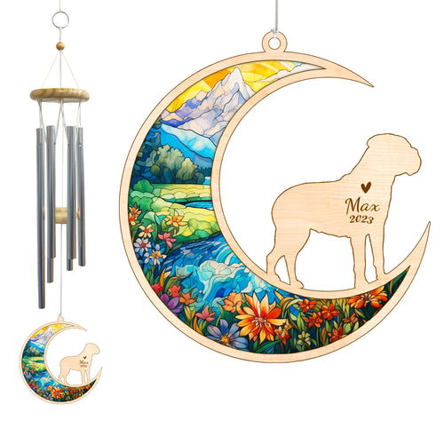 Netecom Bullmastiff Dog Wind Chimes Memorial, Personalized Pet Memorial Wind Chimes for Dog Suncatcher, Dog Loss Memorial Ornament, Loss of Pet Sympathy Gift, Remembrance Windchime Outside Garden Decor