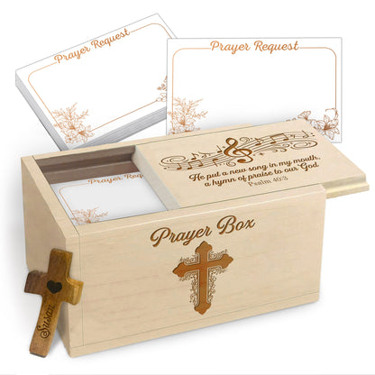 Netecom Personalized Wooden Prayer Box with 100 Prayer Request Cards & Custom Name Cross – Christian Faith Keepsake Gift for Home, Church & Everyday Prayer