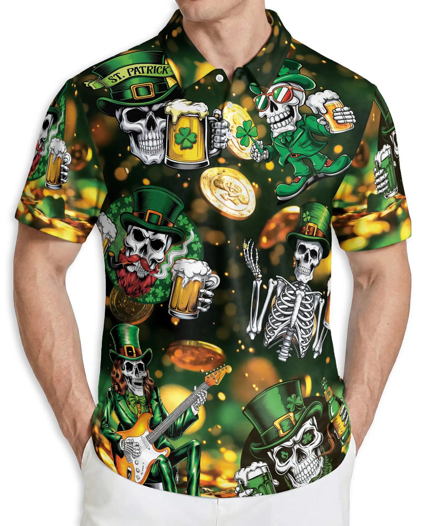 St. Patrick Skull Beer Polo Shirt | Netecom