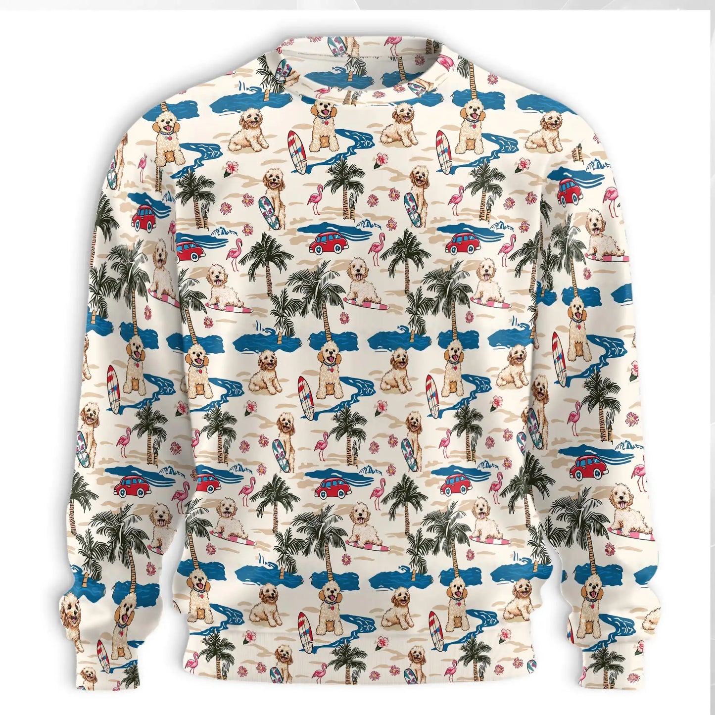 Goldendoodle Sweatshirt, 3D All Over Print Summer Beach Dog Crewneck Pullover for Men Women, Goldendoodle Lover Gift - Netecom