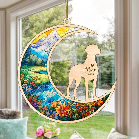 Netecom Vizsla Dog Memorial Suncatcher, Personalized Vizsla Christmas Ornament with Date Name, Bereavement Gifts for Loss of Pet, Dog Death Sympathy Gift Pet Loss Sun Catchers, Dog Grief Gift