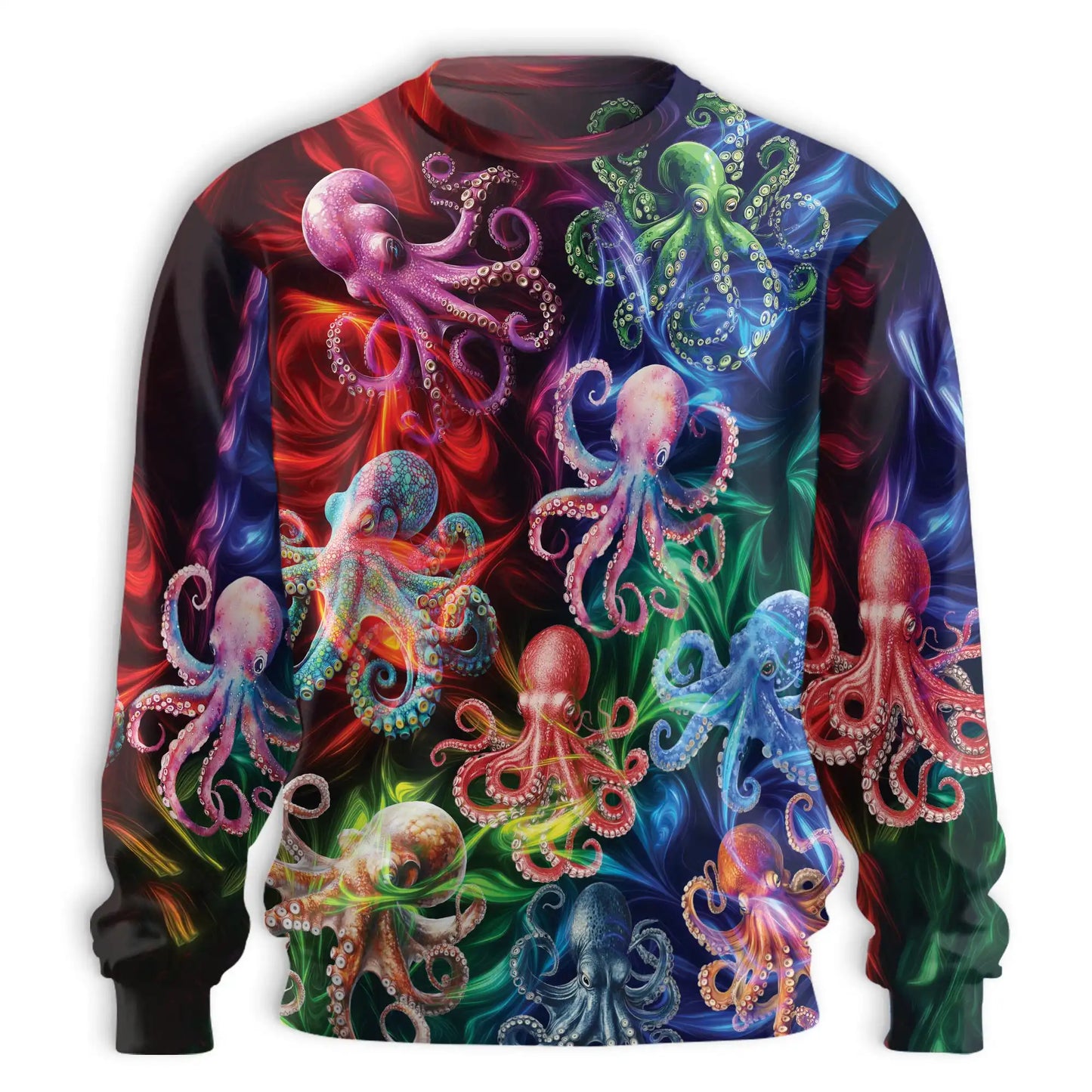Octopus Fantasy Sweatshirt, 3D All Over Print Mystical Ocean Creature Crewneck Pullover for Men Women, Octopus Lover Gift - Netecom