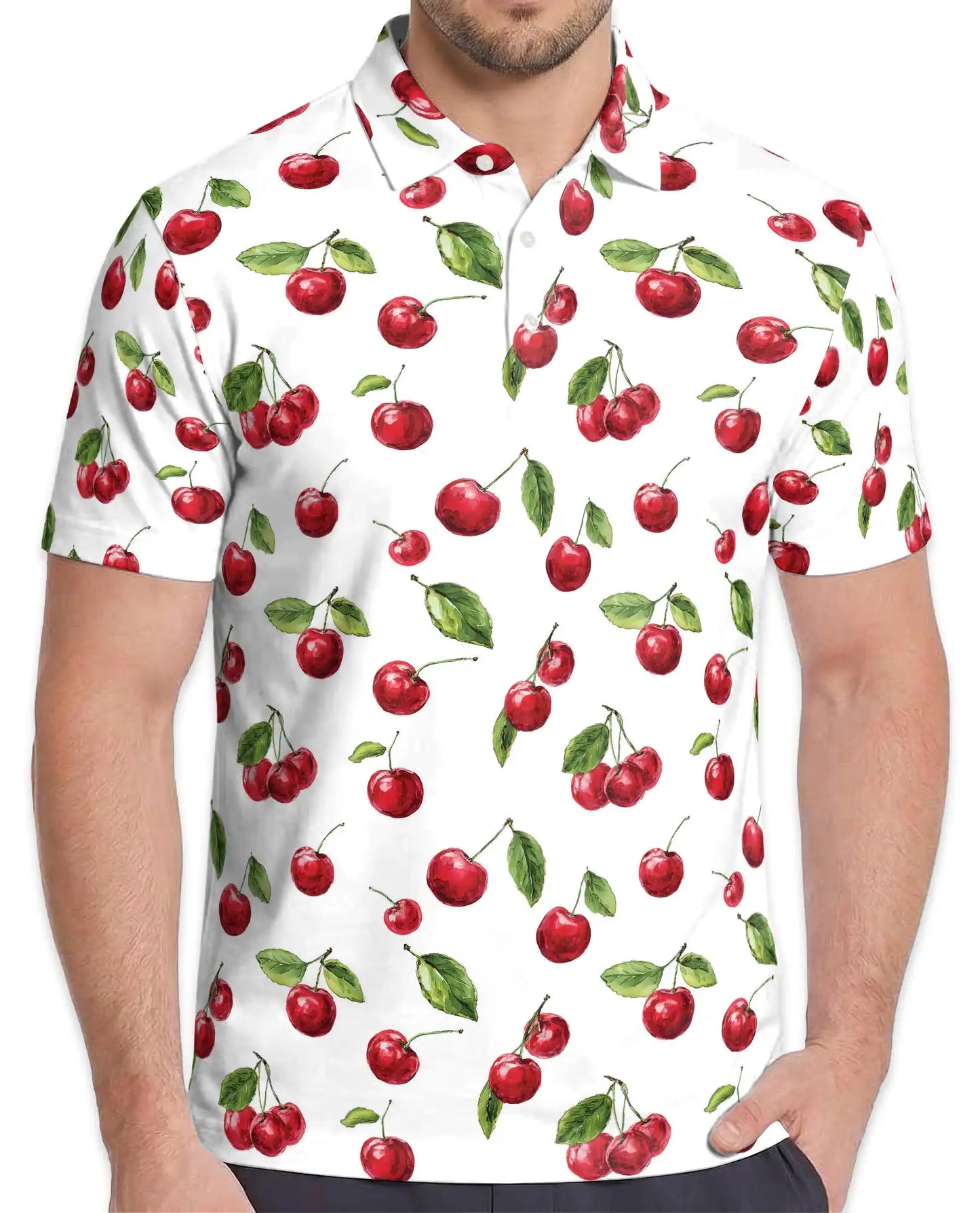Cherry Polo Shirt - Sweet Summer Fruit Pattern Style | Netecom
