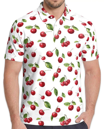 Cherry Polo Shirt - Sweet Summer Fruit Pattern Style | Netecom