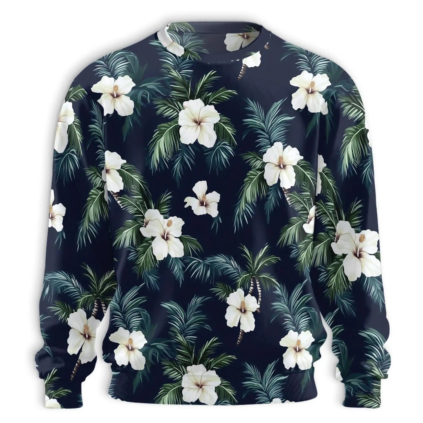 Hibiscus Island Sweatshirt, 3D All Over Print Tropical Floral Beach Crewneck Pullover for Men Women, Island Lover Gift - Netecom
