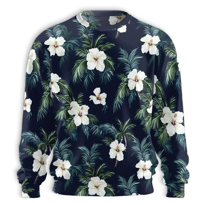 Hibiscus Island Sweatshirt, 3D All Over Print Tropical Floral Beach Crewneck Pullover for Men Women, Island Lover Gift - Netecom