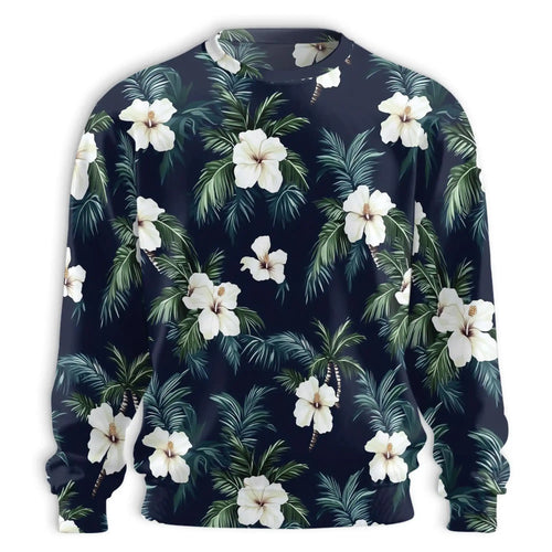 Hibiscus Island Sweatshirt, 3D All Over Print Tropical Floral Beach Crewneck Pullover for Men Women, Island Lover Gift - Netecom