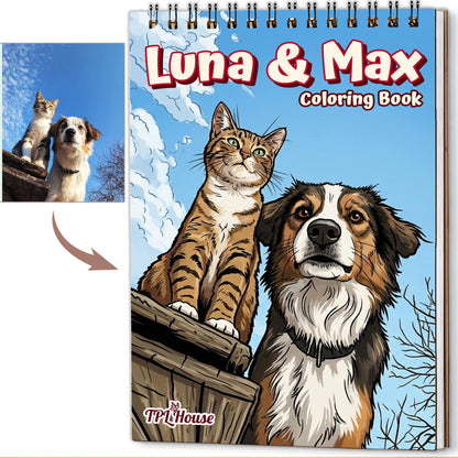 Personalized Pet Coloring Book for Adults – Custom Coloring Pages from Your Pet Photos , 12–48 Pages, Gift for Dog, Cat, and Animal Lovers, Premium Wooden Cover, Spiral Binding