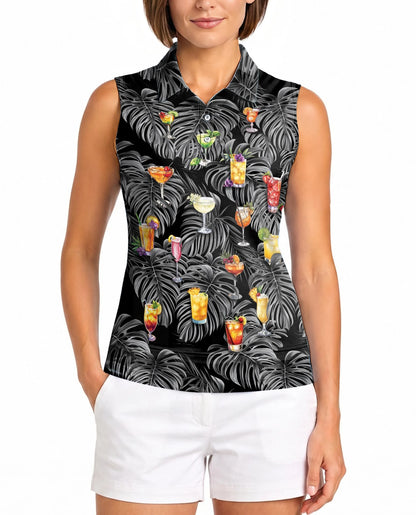 Proud Bartender Cocktails Tropical Sleeveless Polo Shirt for Women | Netecom
